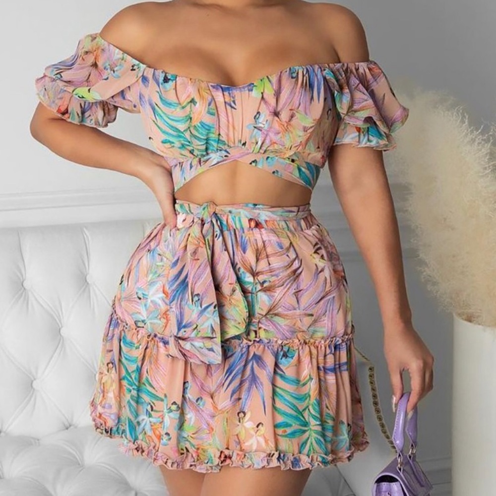 Off Shoulder Floral Set